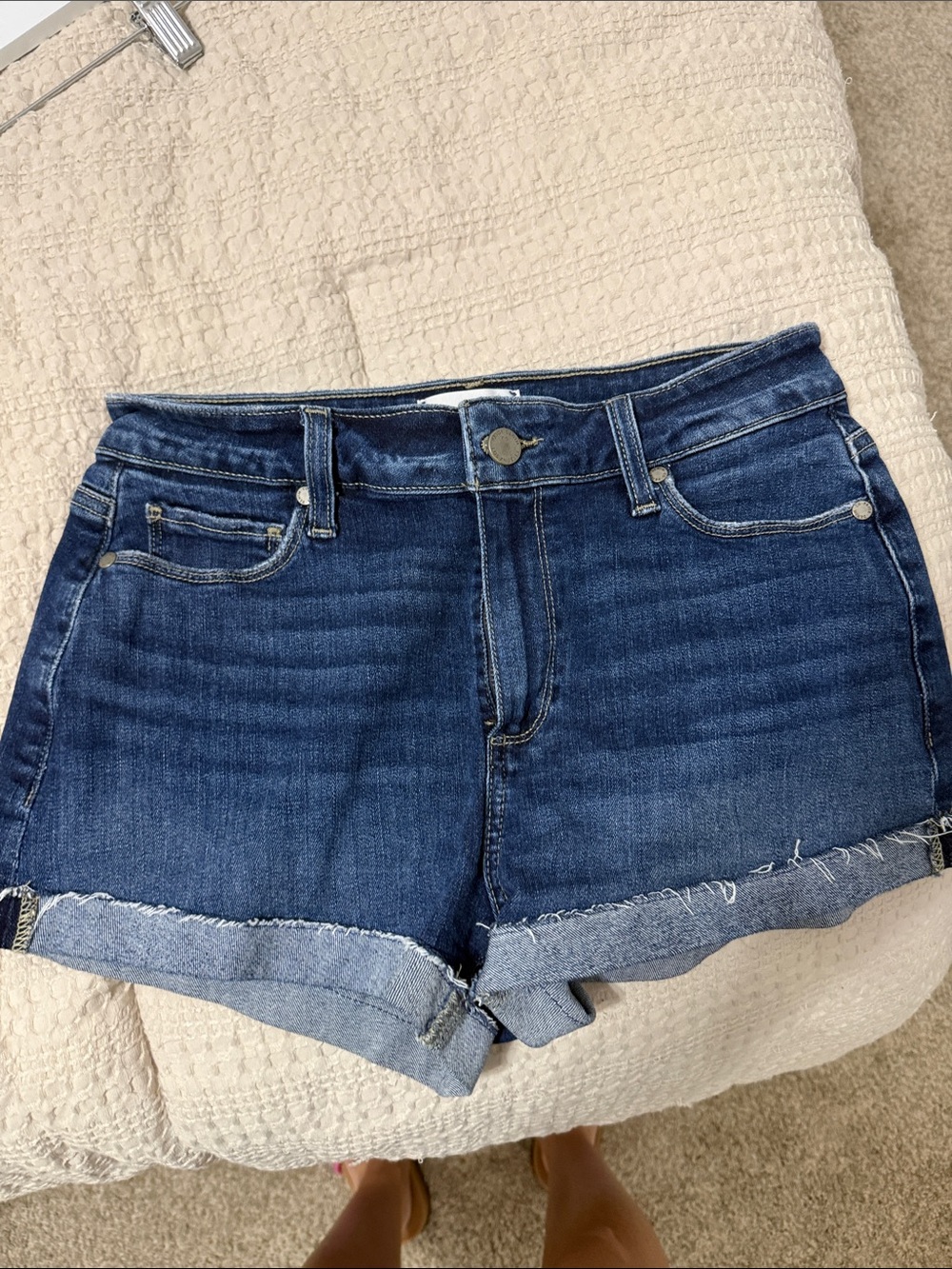 Dark Blue Denim Roll-Cuff Women's Shorts